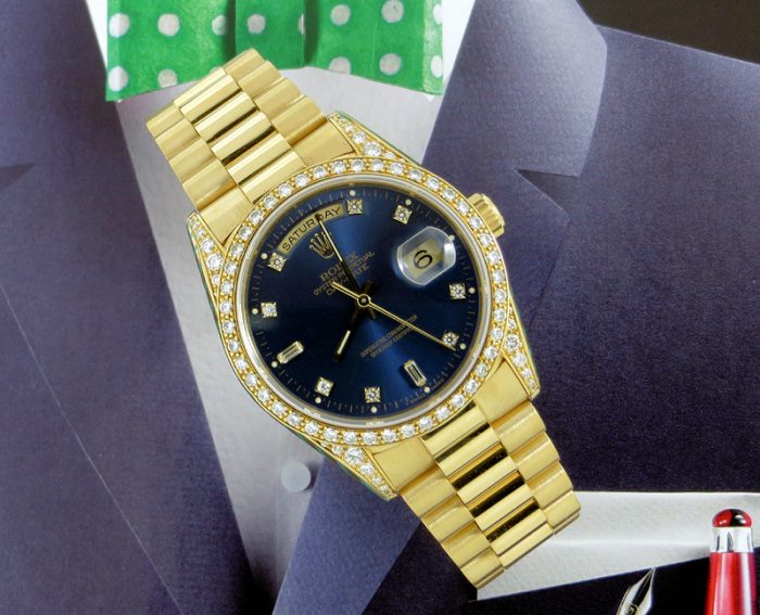 Factory diamond 18ct Rolex Day Date with papers
